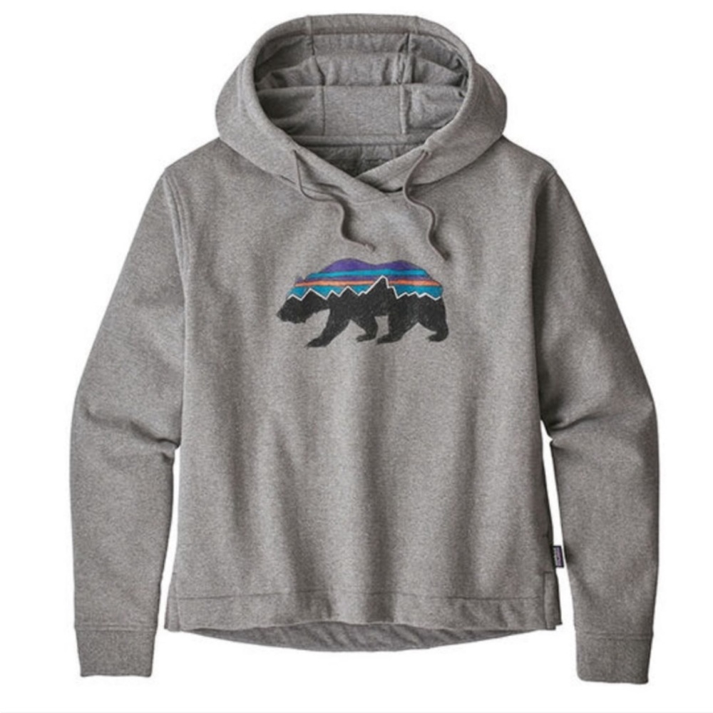 Patagonia fitz roy recycled bear hoodie, grey XS